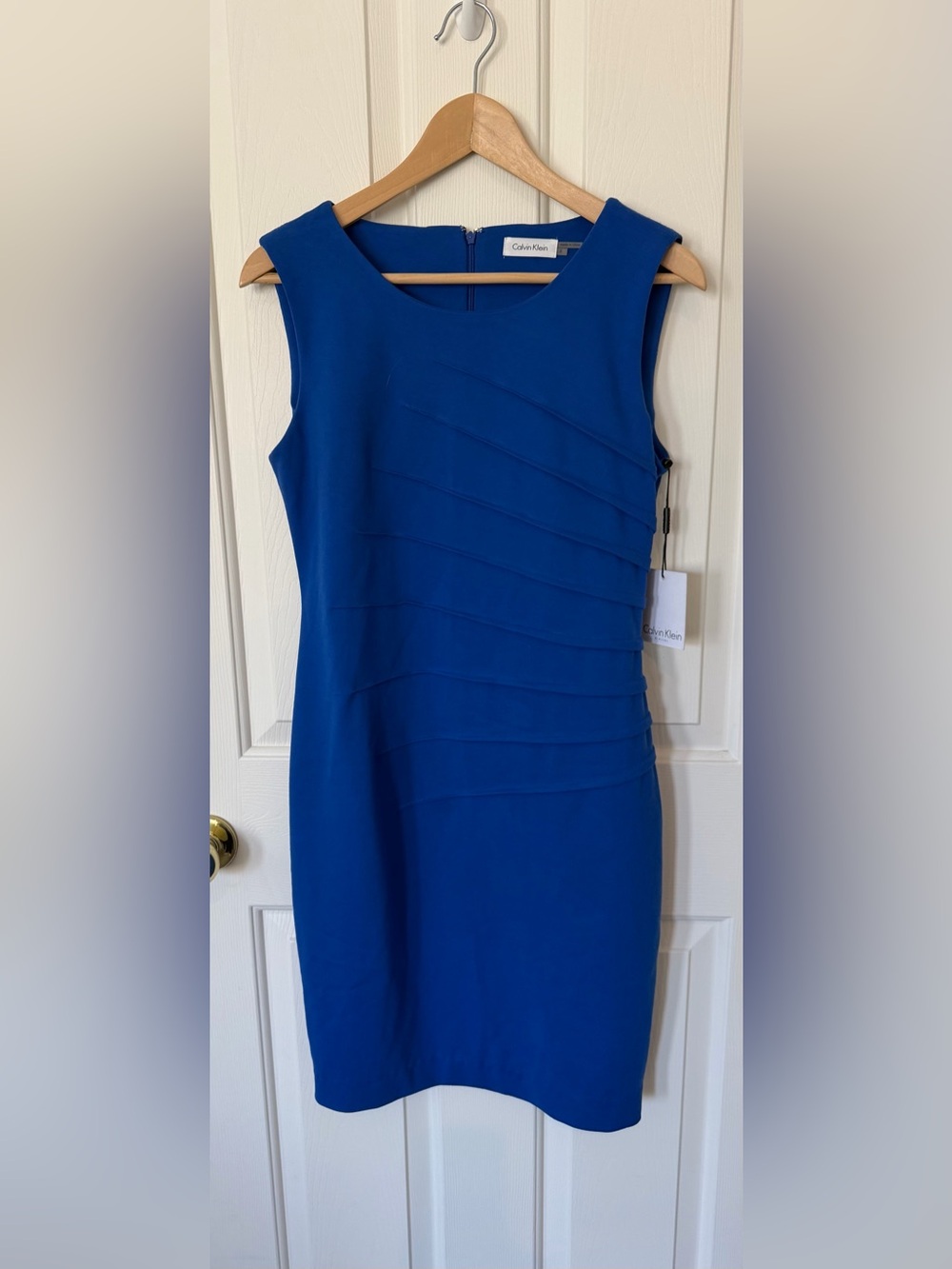 Calvin Klein Sleeveless Sheath Dress in Cobalt Blue